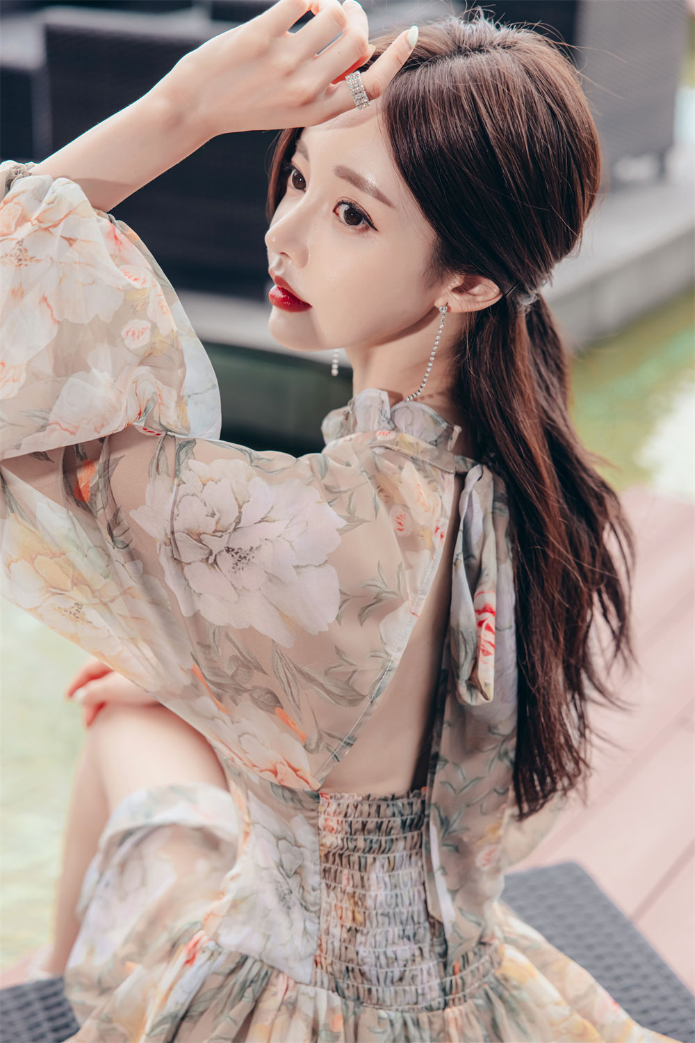 孙允珠2021夏季定拍丨NO.21-莫奈睡莲绿苔繁花粼波束背裙